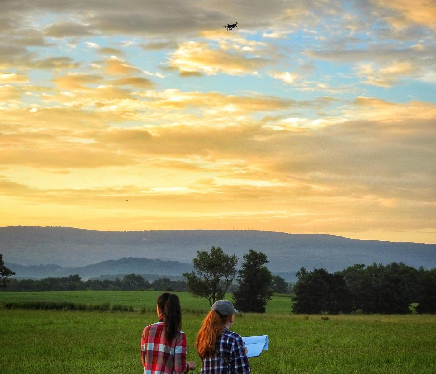 Students flying drones