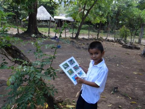 A student participates in a scavenger hunt.