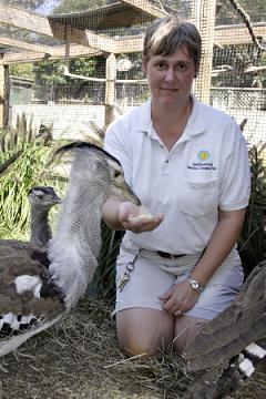 Sara Hallager with kori bustard