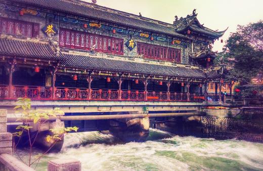 Old town market area in Dujiangyan