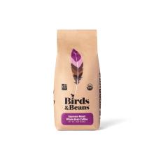 a coffee bag with a graphic illustration of a bird feather