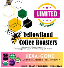 a coffee label with illustrations of flying bees