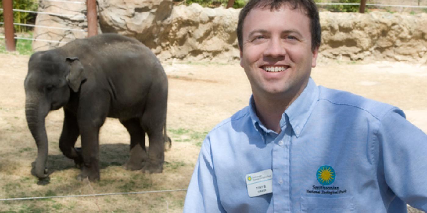 Curator Tony Barthel with Kandula