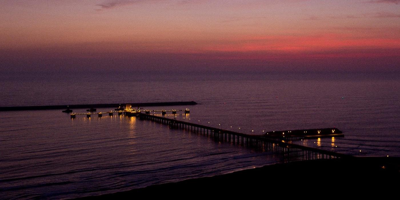 breakwater at sunset