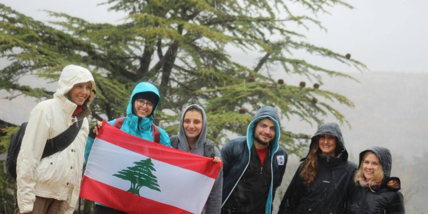 McInerney and Parker visit Horsh Ehden Nature Reserve on Lebanese Independence Day to collect scat samples with Magda and her st